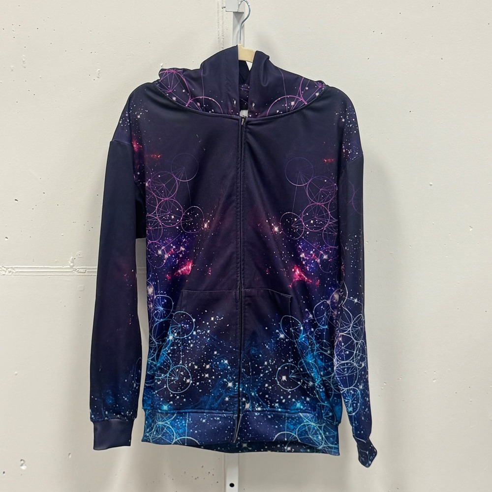 The Headspace Galaxy Sacred Geometry Zip Up Hoodie Men's Large Purple Blue